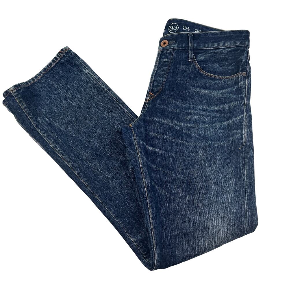 Earnest Sewn Fulton Selvedge Straight Leg Denim Jeans Made In USA Men's Size 33